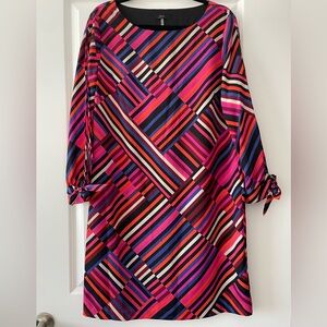 Trina Turk Size L Jaxon Geometric Bright Patterned Coloured Shift Dress